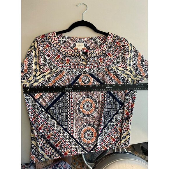 Chico's Printed Dress Sz 1 (US M US 8) Beautiful Midi Knee Length Medallion Prin - Picture 7 of 7